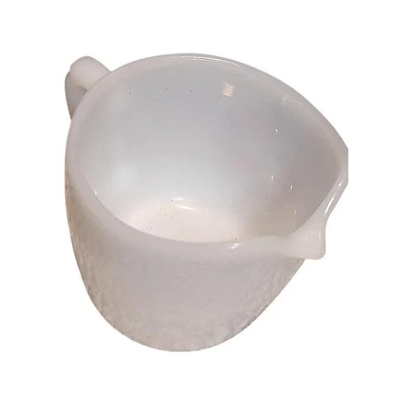 Vintage Fire King Fleurette Milk Glass Creamer‎ pot with pink & red floral MCM - Picture 4 of 6